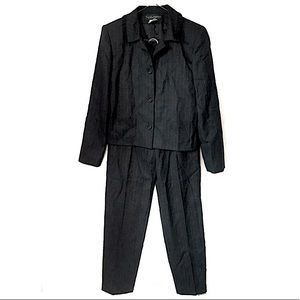 Vintage Harvé Benard Blazer and High Rise Pants Wool Suit Dark Gray Pinstripe